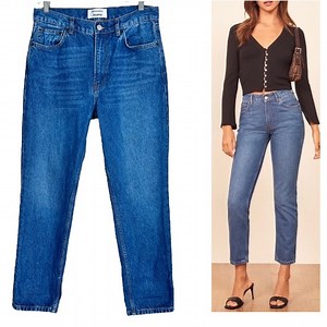 Reformation Julia Crop High Cigarette Denim Jeans in Color Milos Size 28