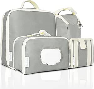 4-in-1 Baby Diaper Bag Organizer Set – Travel Packing Cubes for Baby Essentials, Newborn Must Haves, Diaper Bag Accessories, Wipes Pouch, Snack Pouch – For Boys, Girls, and On-the-Go Parents