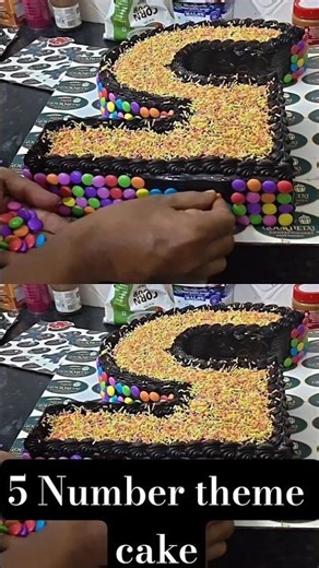 5 number theme cake 🎂 #cake #viral #shortvideo #cakedecorating
