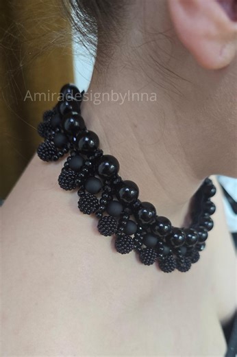 Handmade Black Beaded Choker Necklace, Gothic Victorian Style Statement Jewelry - Etsy Australia