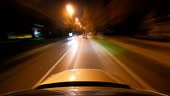 Time lapse of a car driving in the city at night. Time Lapse, Loop