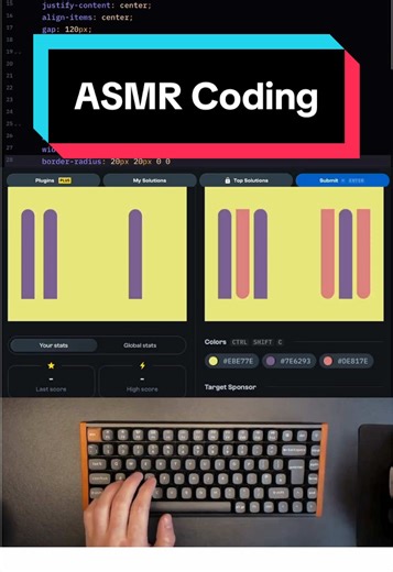 CSS Battle Daily Target 9th March Full Video on YouTube link in bio Keyboard ASMR Coding #coding #asmr #cssbattle #keychronk2 #webdev