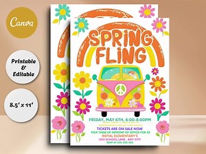 Editable Spring Fling Dance Invitation: School Event Flyer (8.5x11) (digital Download) - Etsy