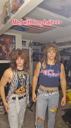 monkee bois on Instagram: "Buzz cuts are so 2025💀 Long hair is back in the big 2026!!!🦓🐆⭐️ #80s #longhair #80sstyle #bighair #fashion"