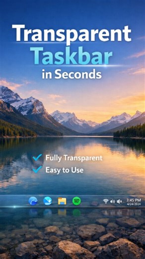 Kedhar Nath Reddy | Make your Windows taskbar transparent in seconds! No paid tools. Clean setup look 💻🔥 #TechShorts #Windows11 #Taskbar #TechTipsDaily #ReelsTech | Instagram