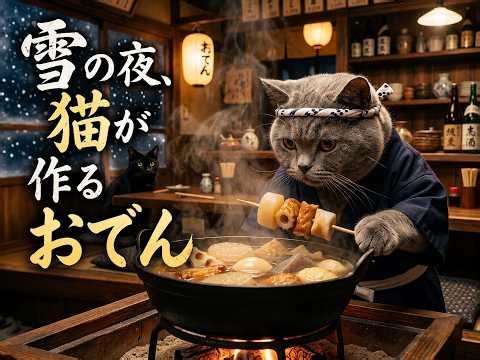 雪降る夜の小さな居酒屋｜猫の料理人が作る熱々おでん