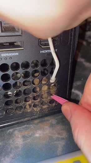 just a reminder to clean ur Xbox (before anyone starts, we didn’t have the right screwdriver to take it apart🥲) #fyp #WonderWaterDrip #MakeItCinematic #xboxseriesx #xboxcleaning