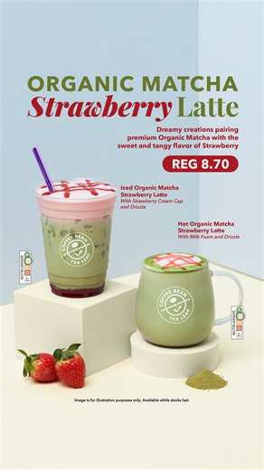 The Coffee Bean & Tea Leaf SG on Instagram: "We heard you! Our Organic Matcha Strawberry Latte is back by popular demand, now with a fresh twist 🍓🍵 Pairing premium Organic Matcha with the sweet and tangy flavor of Strawberry, the dreamy Iced Organic Matcha Strawberry Latte comes with luscious strawberry cream cap and strawberry drizzle for that extra touch of indulgence, while the Hot version is topped with smooth milk foam and strawberry drizzle 💜 Get yours from 6 February at #CoffeeBeanSG s