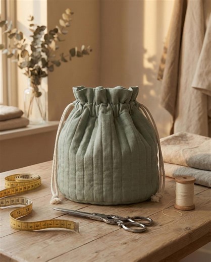 Quilted Bucket Bag Sewing Pattern, Beginner Friendly Drawstring Pouch PDF, 3 Sizes Knitting Project Bag, Easy DIY Gift, Instant Download - Etsy UK