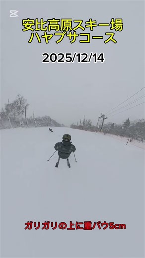 #安比高原スキー場 ハヤブサコース ガリガリの上に重パウ5cm