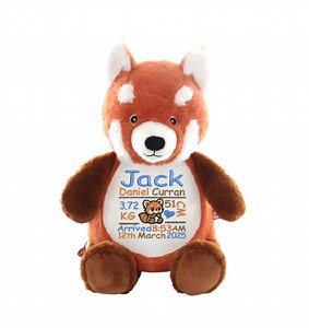 Embroidered Red Panda Teddy Bear, Personalised Birth Announcement Plush - Etsy Australia