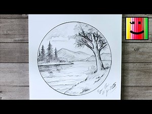 Comment dessiner un paysage avec rivière et montagnes au crayon de papier | Tutoriel facile pour de