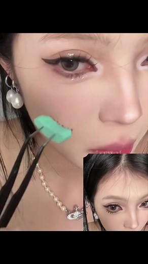 Eyelashes hack using beauty blender eyeliner pencil!🤩✨#nouhailaait__