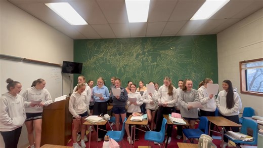 Sing On, Logos School. Christmas carols after running the mile. | Logos School