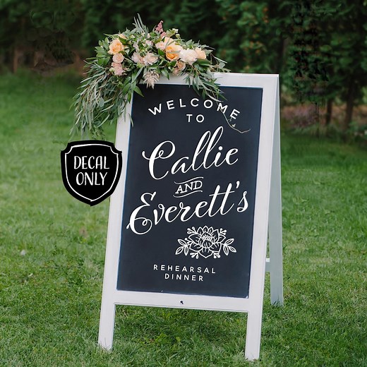 Chalkboard Sign Decal DIY Wedding Signs Rehearsal Dinner Chalkboard Decal Custom Wedding Decals Welcome Sign - Etsy