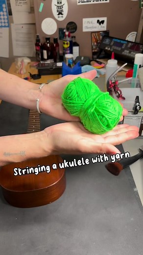 DID NOT EXPECT THIS TO WORK SO WELL!!! Stringing a ukulele with yarn #ukulele #yarn #guitartech #theacousticshoppe #guitar | The Acoustic Shoppe