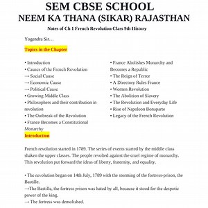 Ch-1 The French Revolution Notes by Mr. Yogendra Kumawat Sir. - Economics - Notes - Teachmint