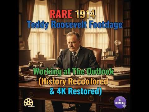 RARE 1914 Teddy Roosevelt Footage: Working at The Outlook (History Recolored & 4K Restored)