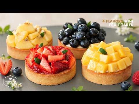 Colorful Mini Fruit Tarts in 4 Flavors Recipe | Strawberry, Mango, Blueberry, Kiwi