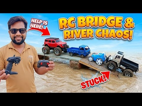 RC Cargo Truck & Monster Car to the Rescue! 🏗️ Bridge Crossing Fail! ‪@dvtoystv‬