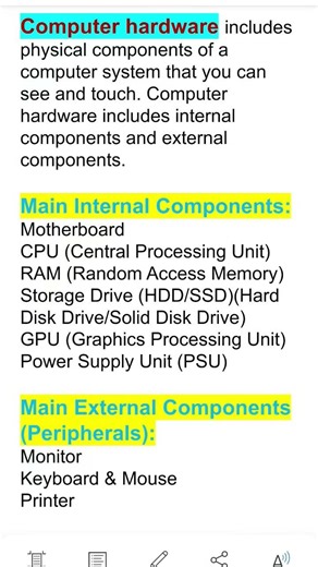 Computer Hardware #computerbasics #notes
