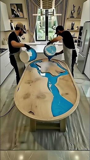 Crafting a Luxury Blue River Epoxy Table 🌊✨ Step-by-Step DIY Resin Build