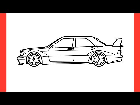 How to draw a MERCEDES 190E EVO 2 step by step / drawing mercedes w201 evolution II car easy