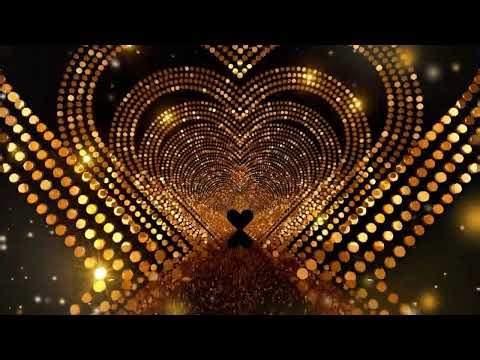 5 Hour Golden Heart Tunnel - Gold Glitter Romantic Visual - Happy Valentine's Day Background Video