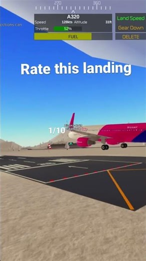 Rate this landing#landing #Roblox pilot training flight simulator