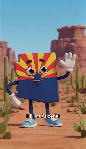 Meet Arizona! 🇺🇸 Fun state facts for kids ✨ Which state should we do next? #MeetTheStates #StateFacts #LearnOnTikTok #KidsLearning #Education
