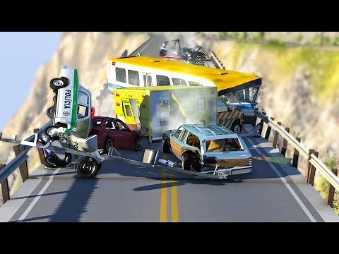 COLLAPSING BRIDGE PILE UP CRASHES #3 - BeamNG Drive | CRASHdriven