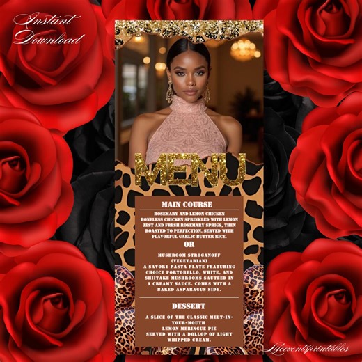 Cheetah Printable Birthday Party Menu Template, Leopard Photo Editable Menu Card, Birthday Dinner Table Menu Download - Etsy