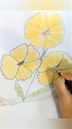 Cute Simple Yellow Flower Drawing 🌼 | Easy Flower Drawing for Beginners