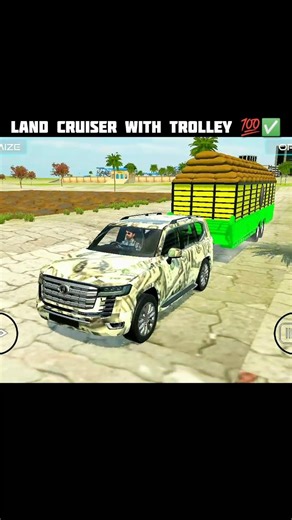 LAND CRUISER WITH TROLLEY 💯✅ INDIAN VEHICLES SIMUTOR 3D GAME #indiantractor3d #youtubeshorts