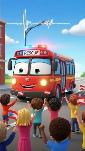 Bus Cartoon Rhyme | Wheels & Siren Rescue Song #shorts