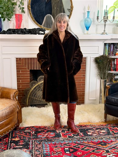 Vintage Chocolate Brown Mouton Fur Coat - Medium/large Fit - Etsy