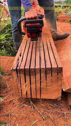 Cutting Through Wood: The Skill of a Lumberjack with a Chainsaw