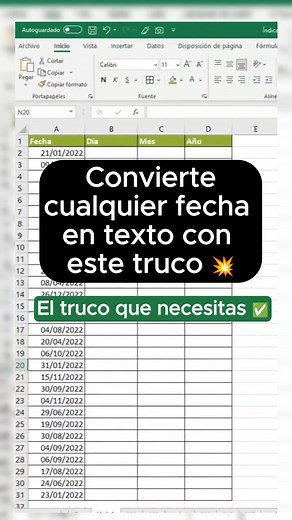 87K views · 2.1K reactions | ✅Convierte cualquier fecha en texto con este truco de Excel #reelviral #fypシ゚ | Educate Online | Facebook