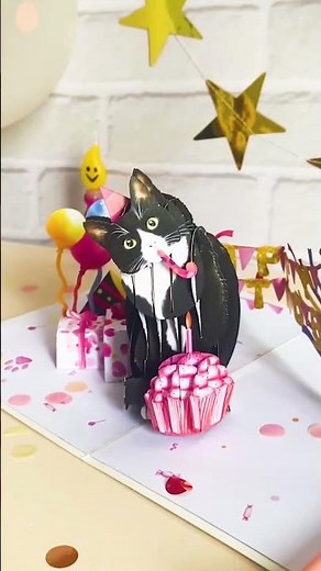 Cat Funny Birthday Pop-Up-Card By ROINUS Craft