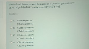 Which of the following converts the expression to Char data typ... | Filo