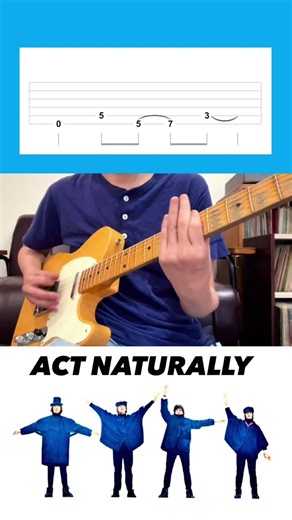 【TAB】 Act Naturally / The Beatles 【Guitar Solo】 #60s#shorts#fender#telecaster#ビートルズ#ギター