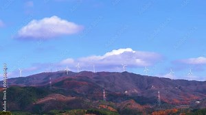 Wind power, wind turbines installed in the mountains