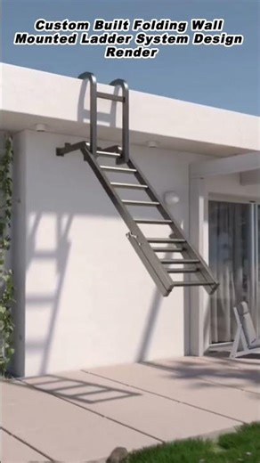 Custom Built Folding Wall Mounted Ladder System Design Render