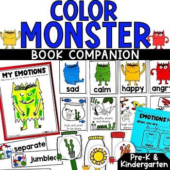 The Color Monster Preschool Feeling Activities & Craft, PreK Emotion Worksheets