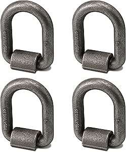 1" Heavy Duty Weld-On Forged D Ring with MBS:46,800 lbs,D-Ring Tie Down Anchor with Weld On Anchor Points for Trailer, Truck Cargo, RV, ATV Tiedowns, Farm Applications etc(4 Pack)