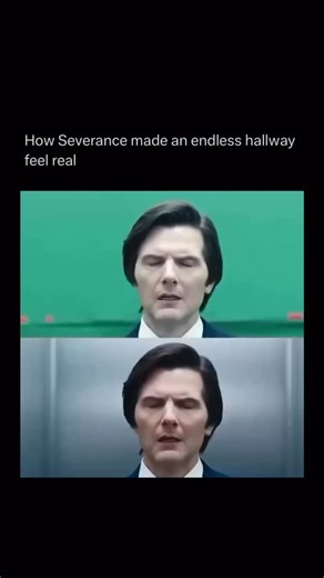 How Everything Works on Instagram: "In Severance, the unsettling “endless hallway” wasn’t created with hidden cameras or heavy CGI. It was built almost entirely as a real, physical set. The production used modular corridors that could be quickly rearranged between takes, allowing the same space to feel like it went on forever. Every hallway was designed to look identical — the same doors, lights, corners, and colours — removing visual landmarks so your brain loses its sense of distance. Carefull