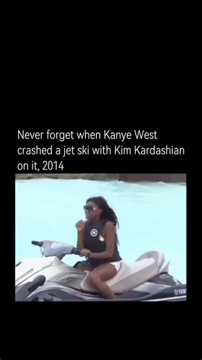 History Overdosed on Instagram: "A viral video from around 2014 shows a jet ski accident where one jet ski launches off another near a beach, narrowly missing a woman. For years, rumors claimed the people in the video were Kim Kardashian and Kanye West, fueling internet memes and speculation. However, the video does not feature them. It was filmed in the Bahamas and shows two unidentified individuals involved in the stunt. The mistaken identity spread due to the riders’ resemblance to the celebr