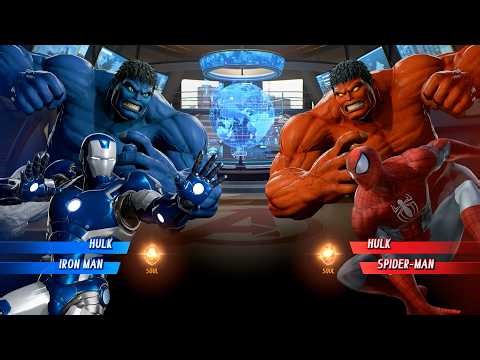 Blue Hulk & Blue Iron Man VS Red Hulk & Red Spiderman - Marvel vs Capcom Infinite