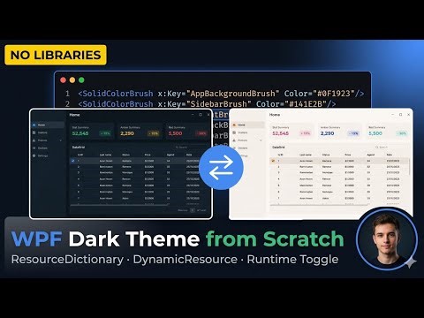 WPF Dark Theme Tutorial — ResourceDictionary, Light/Dark Toggle, No Libraries
