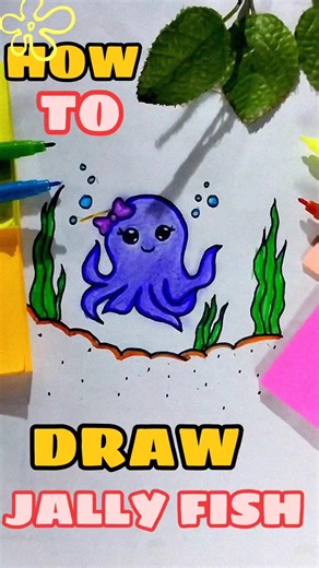 Draw cute jellyfish in 60 seconds. #youtubeshorts #art #shorts #drawing